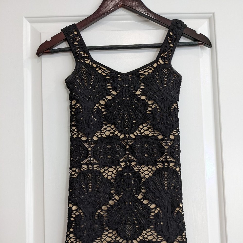 Black and tan evening dress